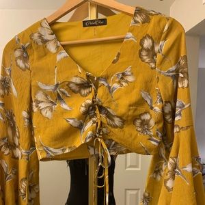 Long Sleeve Floral Crop Top